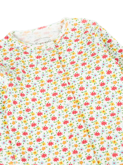 Frugi Baby Lovely Point Floral Sleepsuit, Multi - view 2, Multi