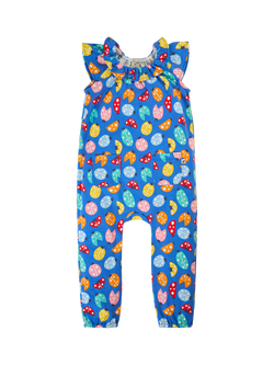 Frugi Baby Peony Cotton Playsuit, Ladybird Loveliness, Ladybird Loveliness