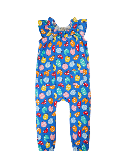 Frugi Baby Peony Cotton Playsuit, Ladybird Loveliness, Ladybird Loveliness
