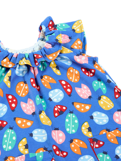 Frugi Baby Peony Cotton Playsuit, Ladybird Loveliness - view 2, Ladybird Loveliness