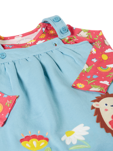 Frugi Baby Pippa Pinafore Outfit, Multi - view 2, Multi