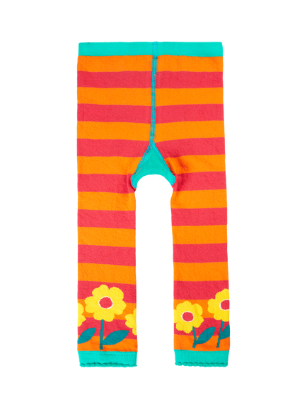Frugi Baby Little Knit Leggings, Hedgehog Bloom - view 2, Hedgehog Bloom
