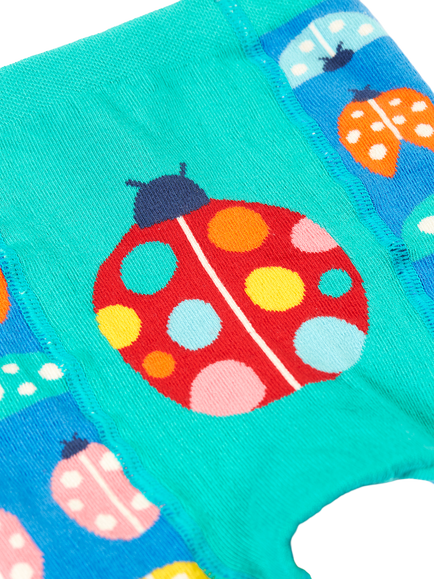 Frugi Baby Little Knit Leggings, Ladybird Fair Isle - view 2, Ladybird Fair Isle