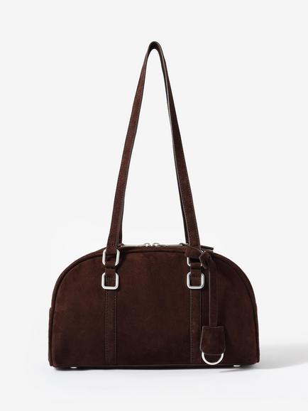 Mint Velvet Suede Crescent Shoulder Bag, Brown, Brown