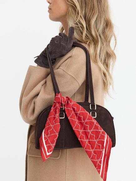 Mint Velvet Suede Crescent Shoulder Bag, Brown - view 2, Brown