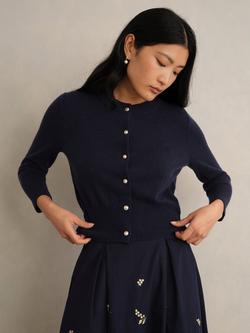 Hobbs Tresco Wool Rich Cardigan, Midnight Navy, Midnight Navy