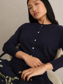 Hobbs Tresco Wool Rich Cardigan, Midnight Navy - view 2, Midnight Navy