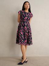 Hobbs Petite Lois Floral Dress, Midnight/Multi