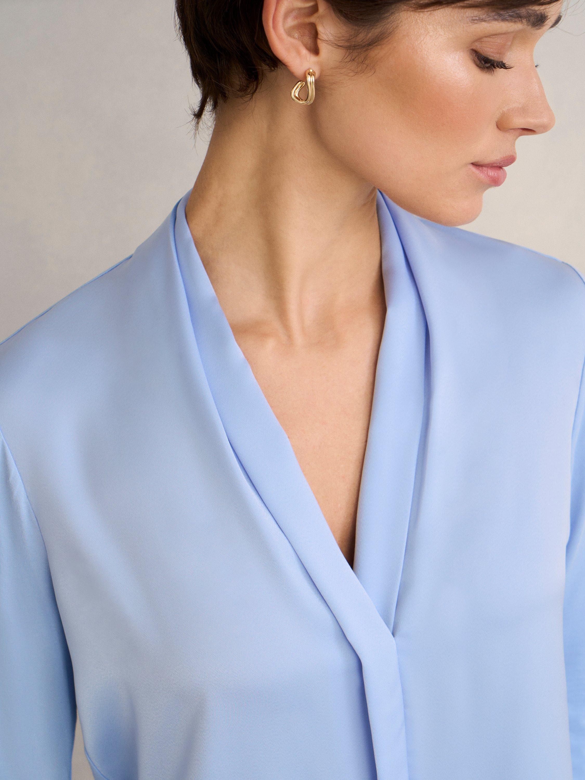 Product image 3 of 5, which shows Hobbs Claire Long Sleeve Top, Lavender Blue, L