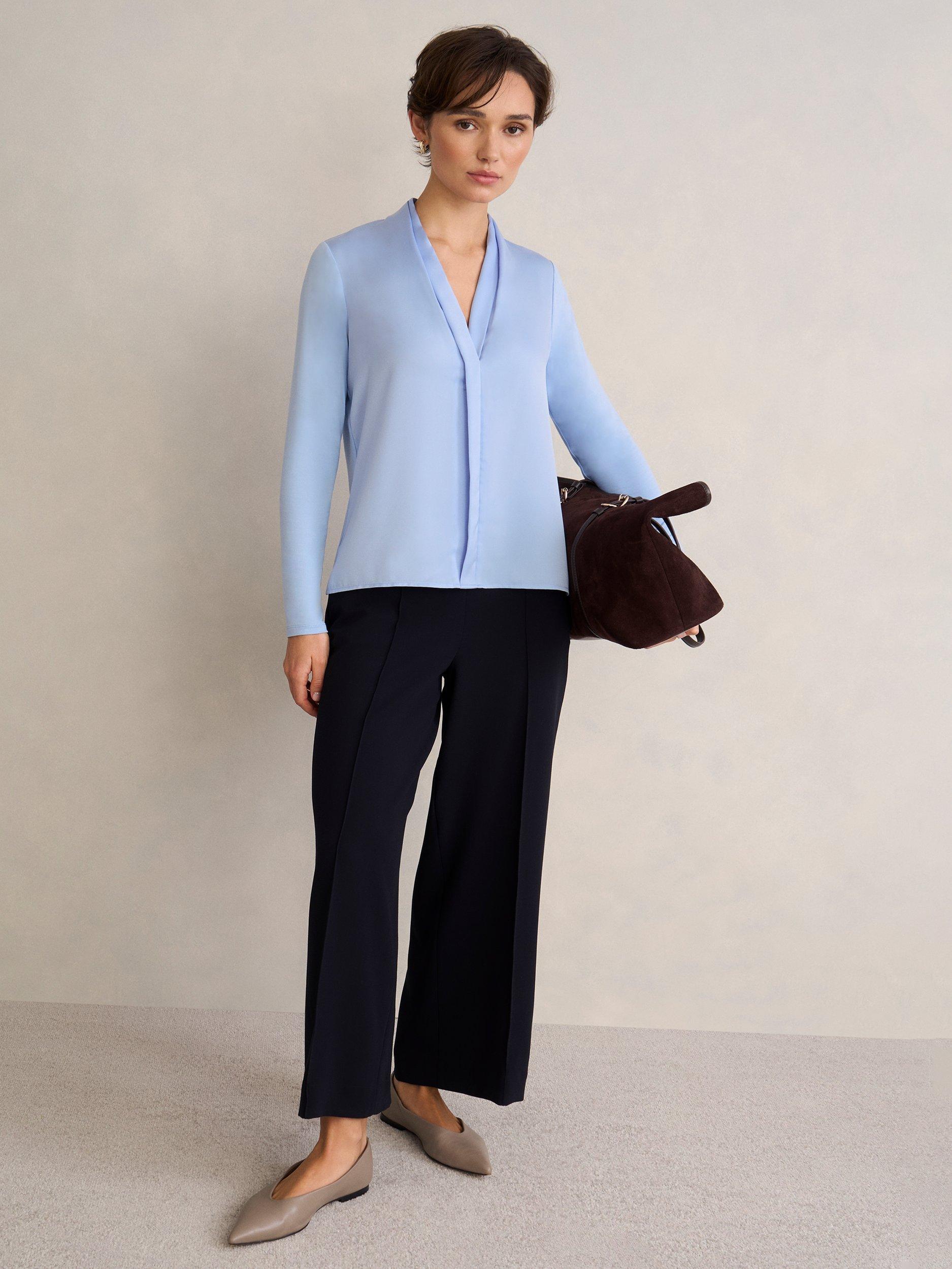 Product image 4 of 5, which shows Hobbs Claire Long Sleeve Top, Lavender Blue, L