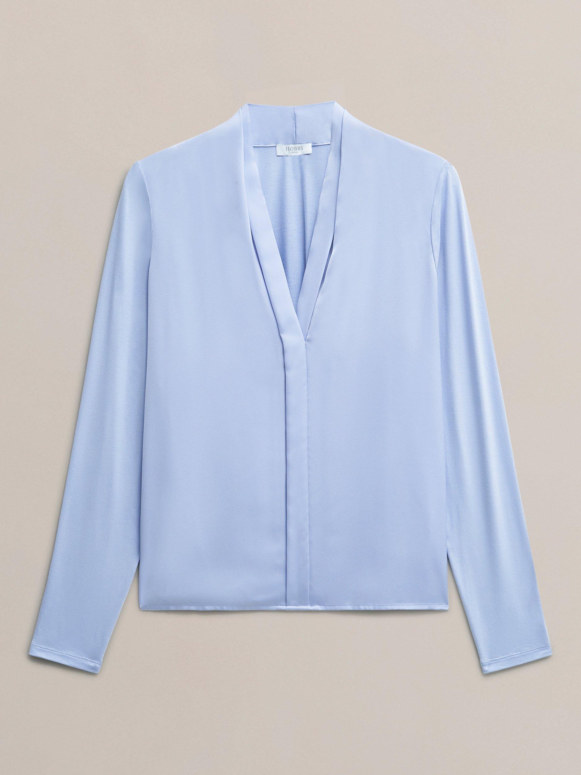 Product image 5 of 5, which shows Hobbs Claire Long Sleeve Top, Lavender Blue, L