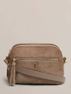 Hobbs Carlton Pure Suede Crossbody Bag, Mushroom, Mushroom