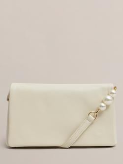 Hobbs Jas Pearl Pure Leather Clutch Bag, Warm Ivory