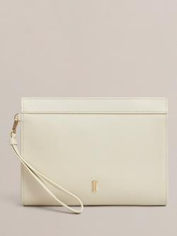 Hobbs Catherine Wristlet Pure Leather Bag, Warm Ivory, Warm Ivory