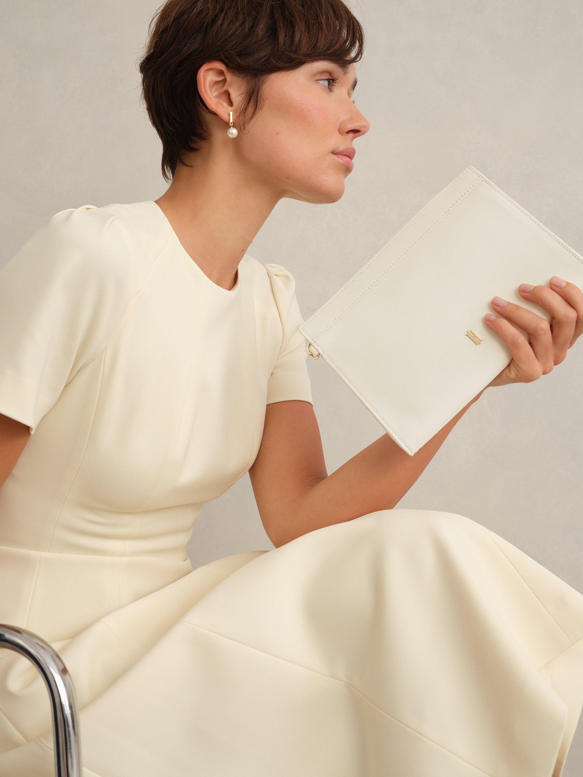 Product image 2 of 4, which shows Hobbs Catherine Wristlet Pure Leather Bag, Warm Ivory, One Size