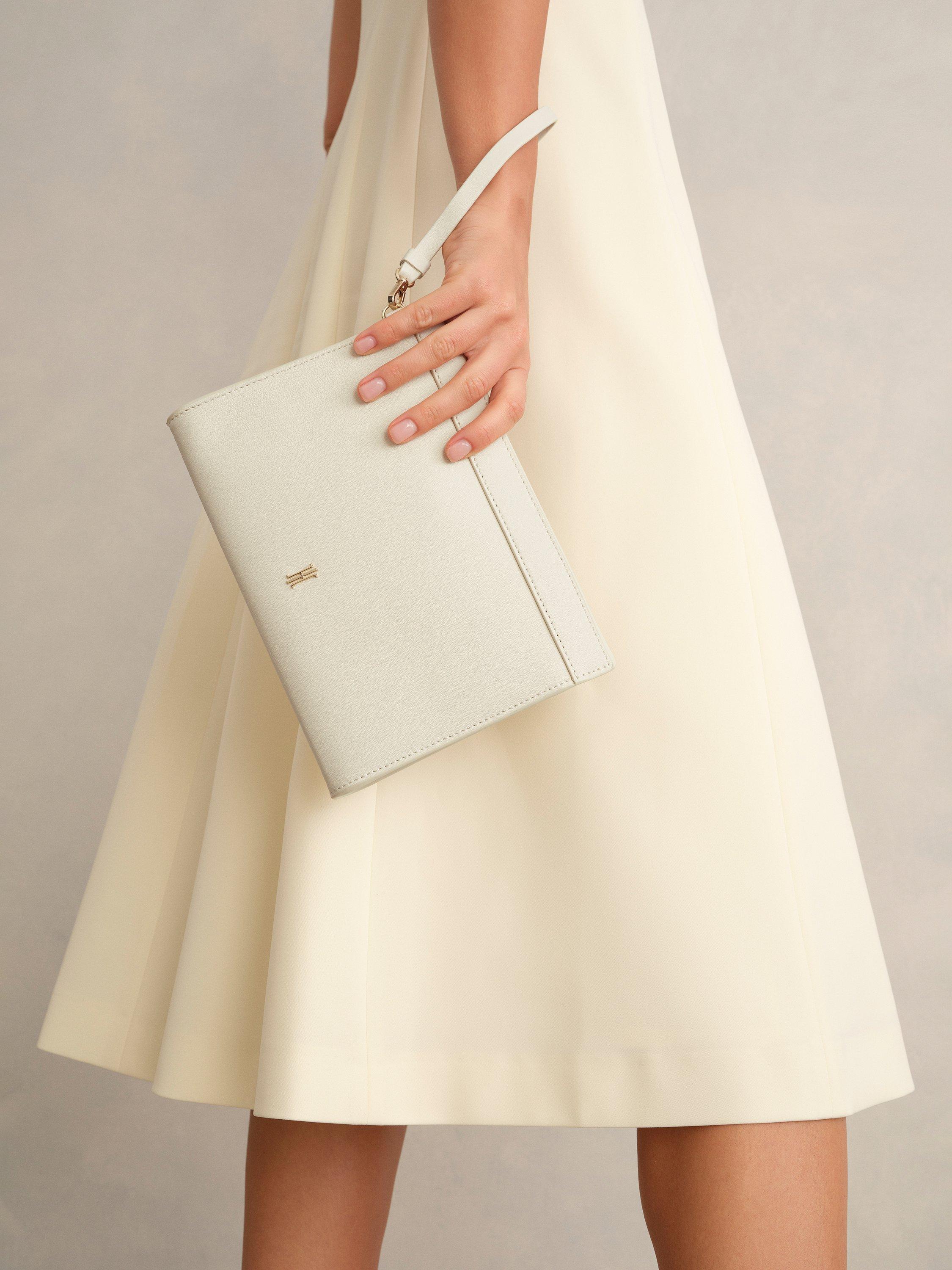 Product image 3 of 4, which shows Hobbs Catherine Wristlet Pure Leather Bag, Warm Ivory, One Size
