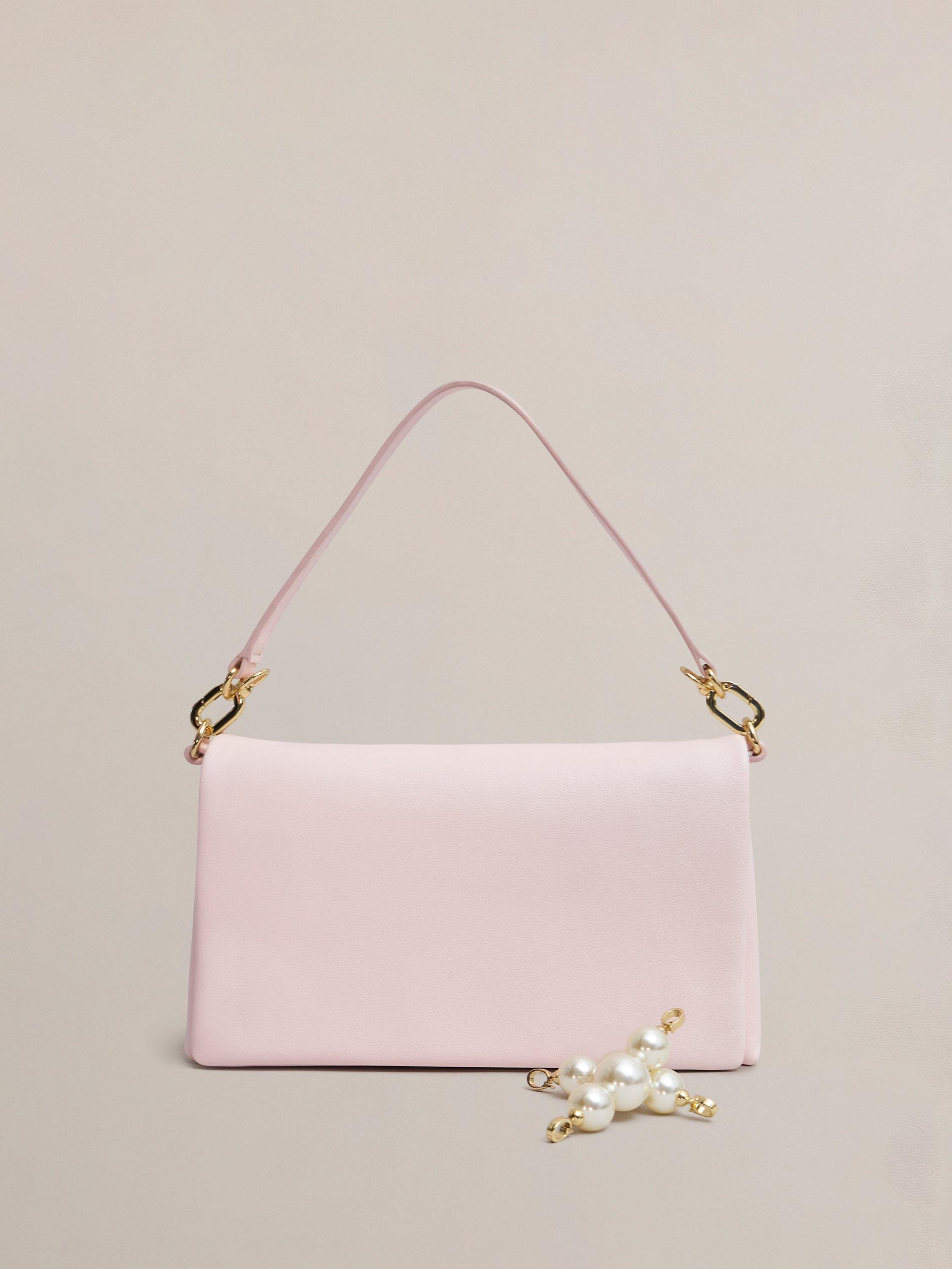Product image 2 of 5, which shows Hobbs Jas Pearl Pure Leather Clutch Bag, Pale Pink, One Size