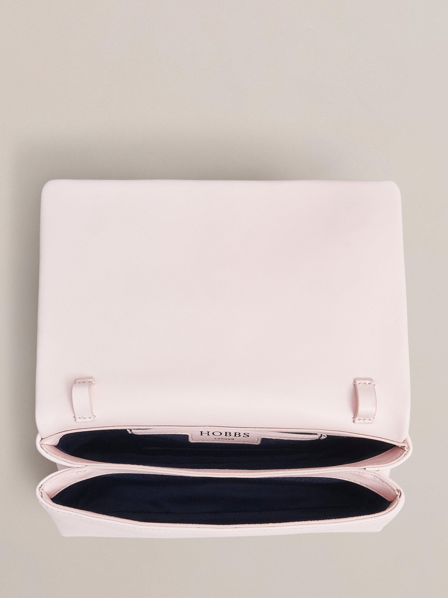 Product image 5 of 5, which shows Hobbs Jas Pearl Pure Leather Clutch Bag, Pale Pink, One Size