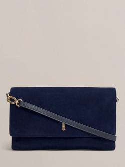 Hobbs Ashley Pure Suede Clutch Bag, Midnight Navy, Midnight Navy