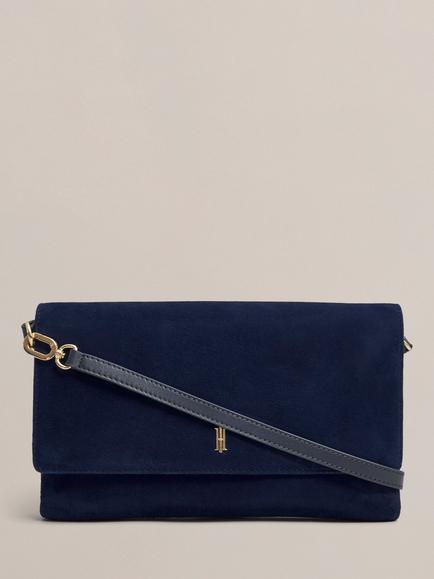 Hobbs Ashley Pure Suede Clutch Bag, Midnight Navy, Midnight Navy