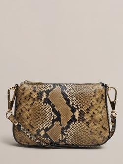 Hobbs Briella Mock Snakeskin Pure Leather Crossbody Bag, Natural/Multi, Natural/Multi