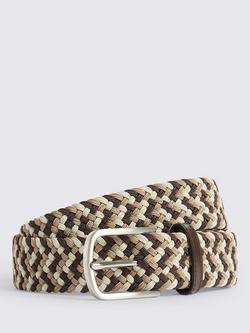 Moss Braided Leather Belt, Multicolour, Multicolour