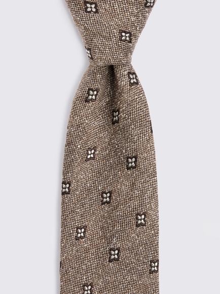 Moss Italian Silk Blend Floral Tie, Dark Neutral/Brown - view 2, Dark Neutral/Brown