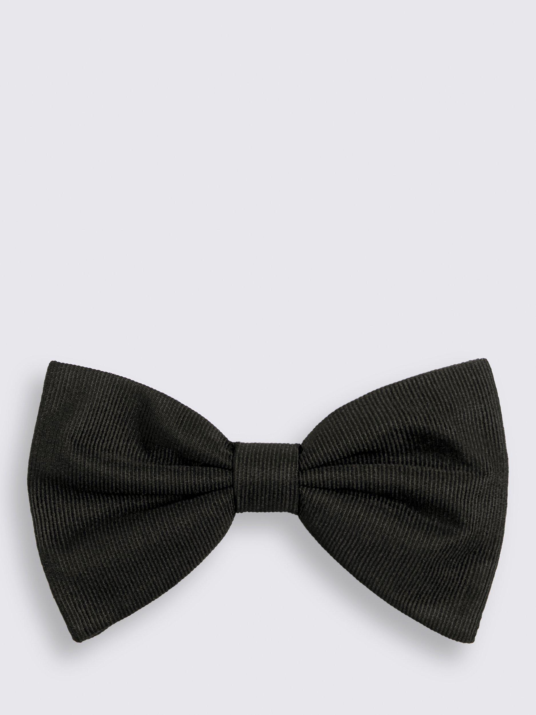 Product image 1 of 1, which shows Moss Silk Grosgrain Bow Tie, Black