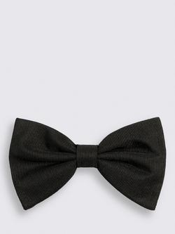 Moss Silk Grosgrain Bow Tie, Black