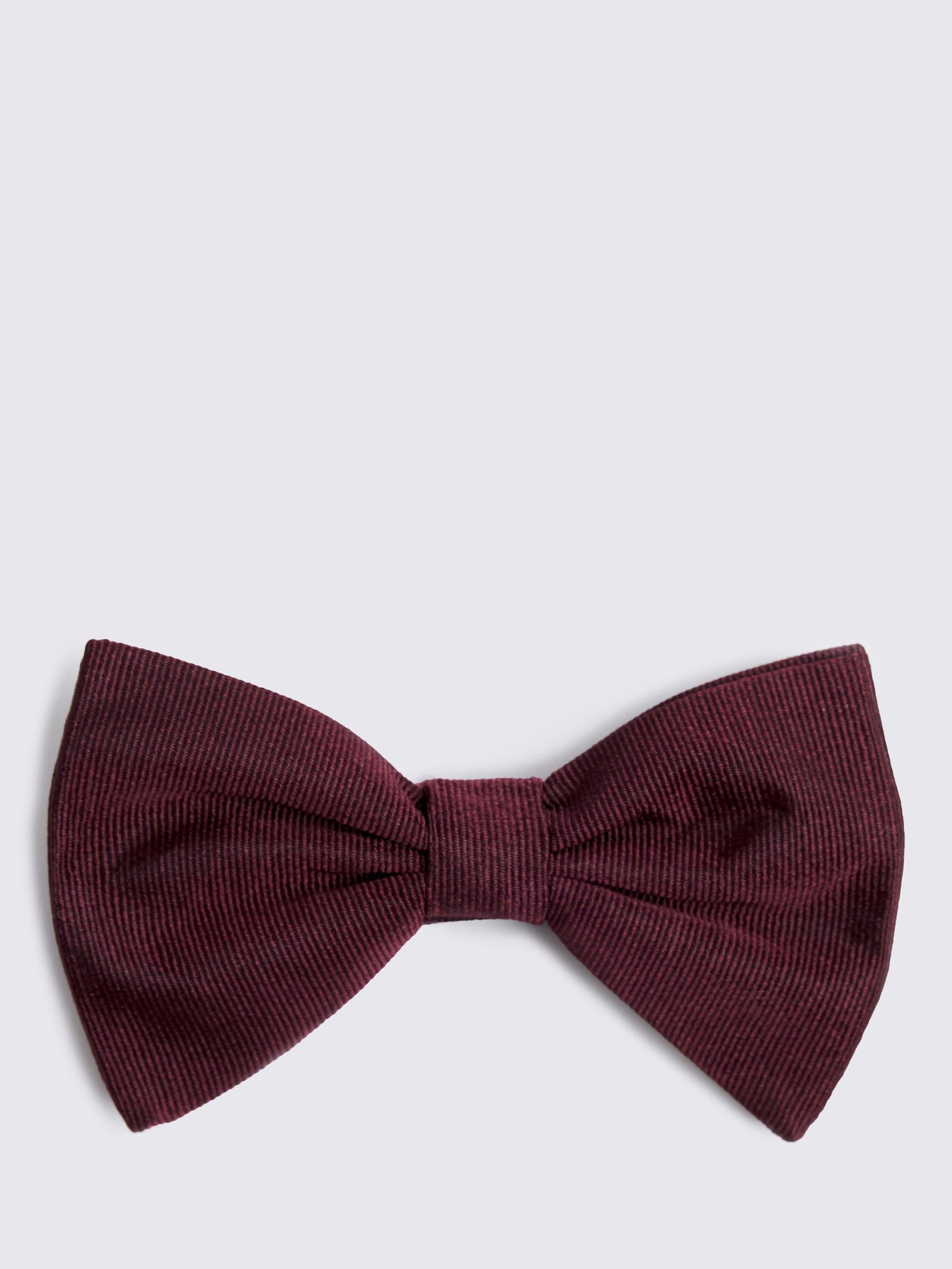 Product image 1 of 1, which shows Moss Silk Grosgrain Bow Tie, Burgundy