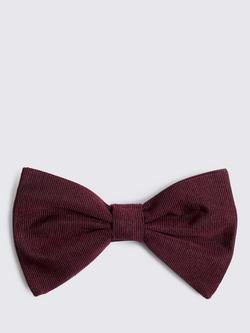 Moss Silk Grosgrain Bow Tie, Burgundy
