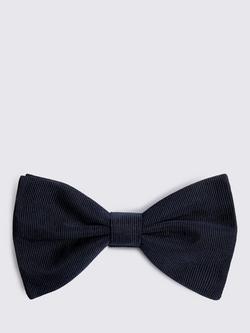 Moss Silk Grosgrain Bow Tie, Navy