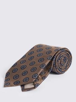 Moss Silk Medallion Tie, Bronze/Navy, Bronze/Navy