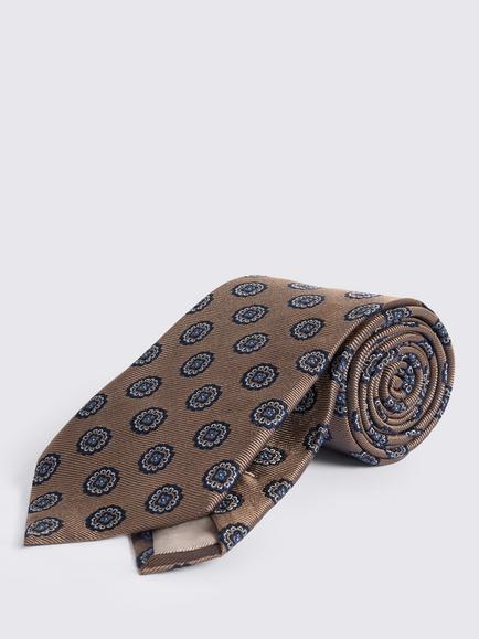 Moss Silk Medallion Tie, Bronze/Navy