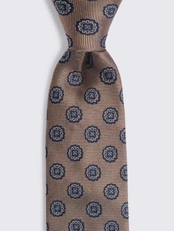 Moss Silk Medallion Tie, Bronze/Navy - view 2, Bronze/Navy
