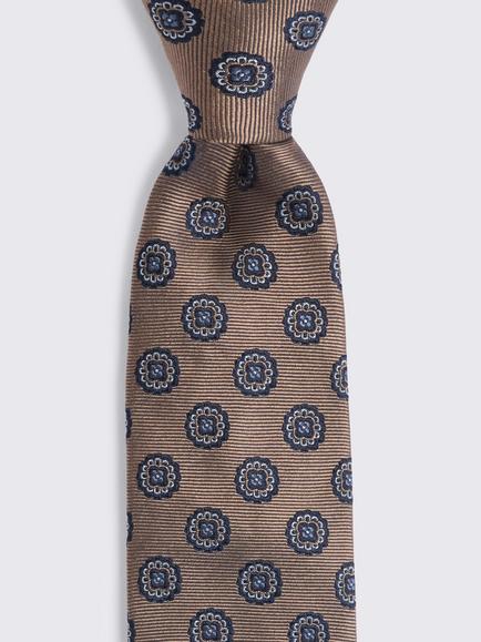 Moss Silk Medallion Tie - view 2, Bronze/Navy