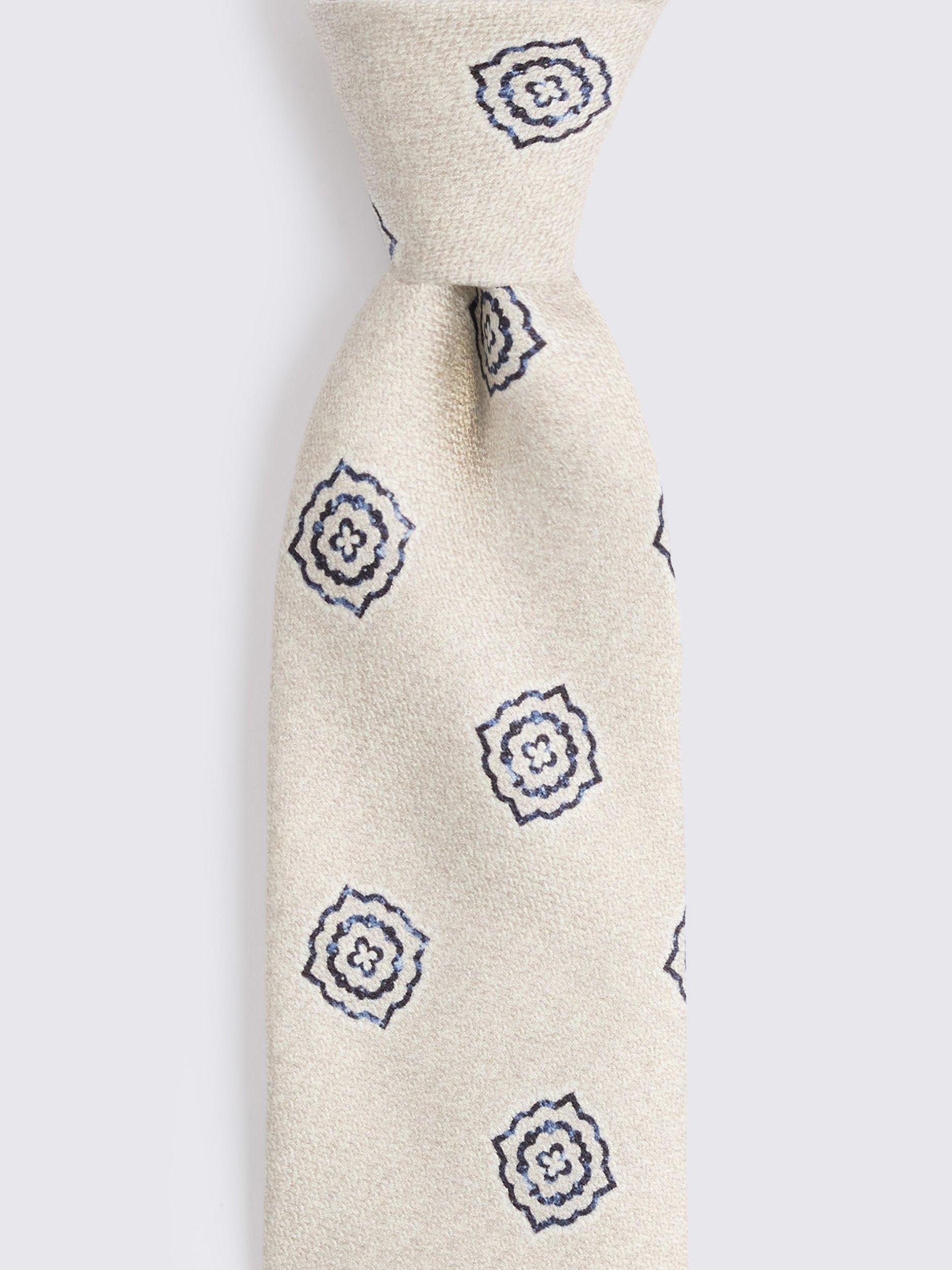 Product image 2 of 2, which shows Moss Silk Medallion Tie, Off White/Navy
