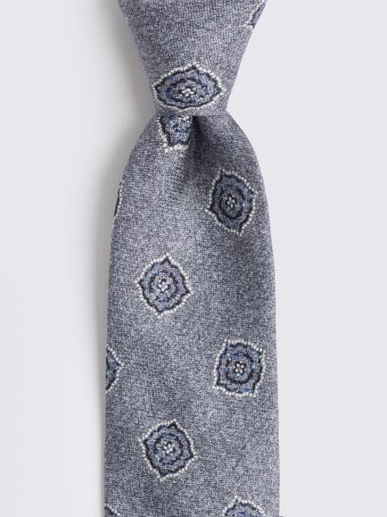 Moss Italian Silk Medallion Tie - view 2, Blue