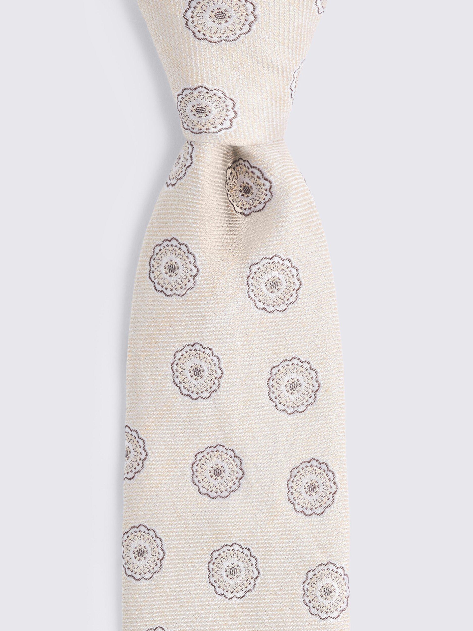 Product image 2 of 2, which shows Moss Silk Blend Medallion Tie, Cream/Brown