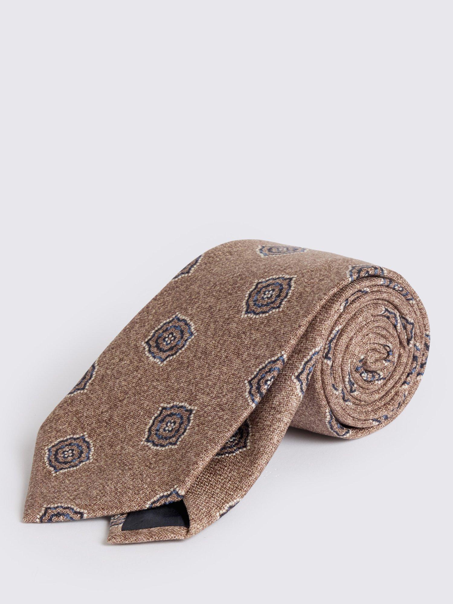Product image 1 of 2, which shows Moss Silk Medallion Tie, Mid Brown