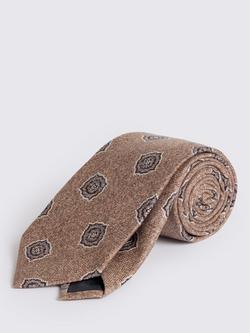 Moss Silk Medallion Tie, Brown