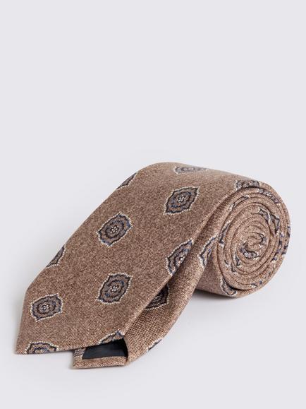 Moss Italian Silk Medallion Tie, Brown