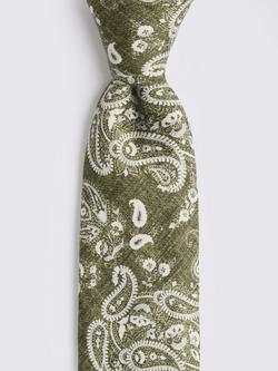 Moss Silk Paisley Tie - view 2, Dark Green