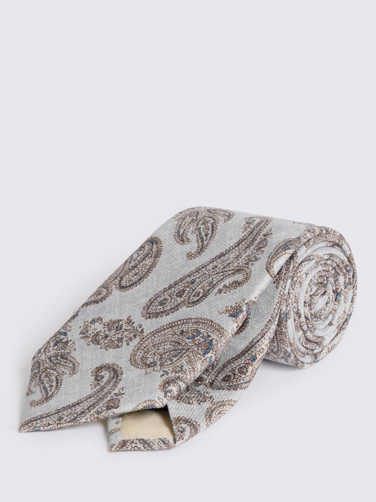Product image 1 of 2, which shows Moss Silk Paisley Tie, Light Blue
