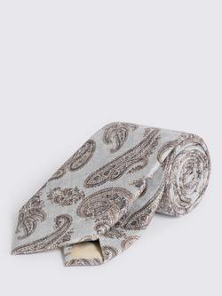 Moss Italian Silk Paisley Tie, Light Blue