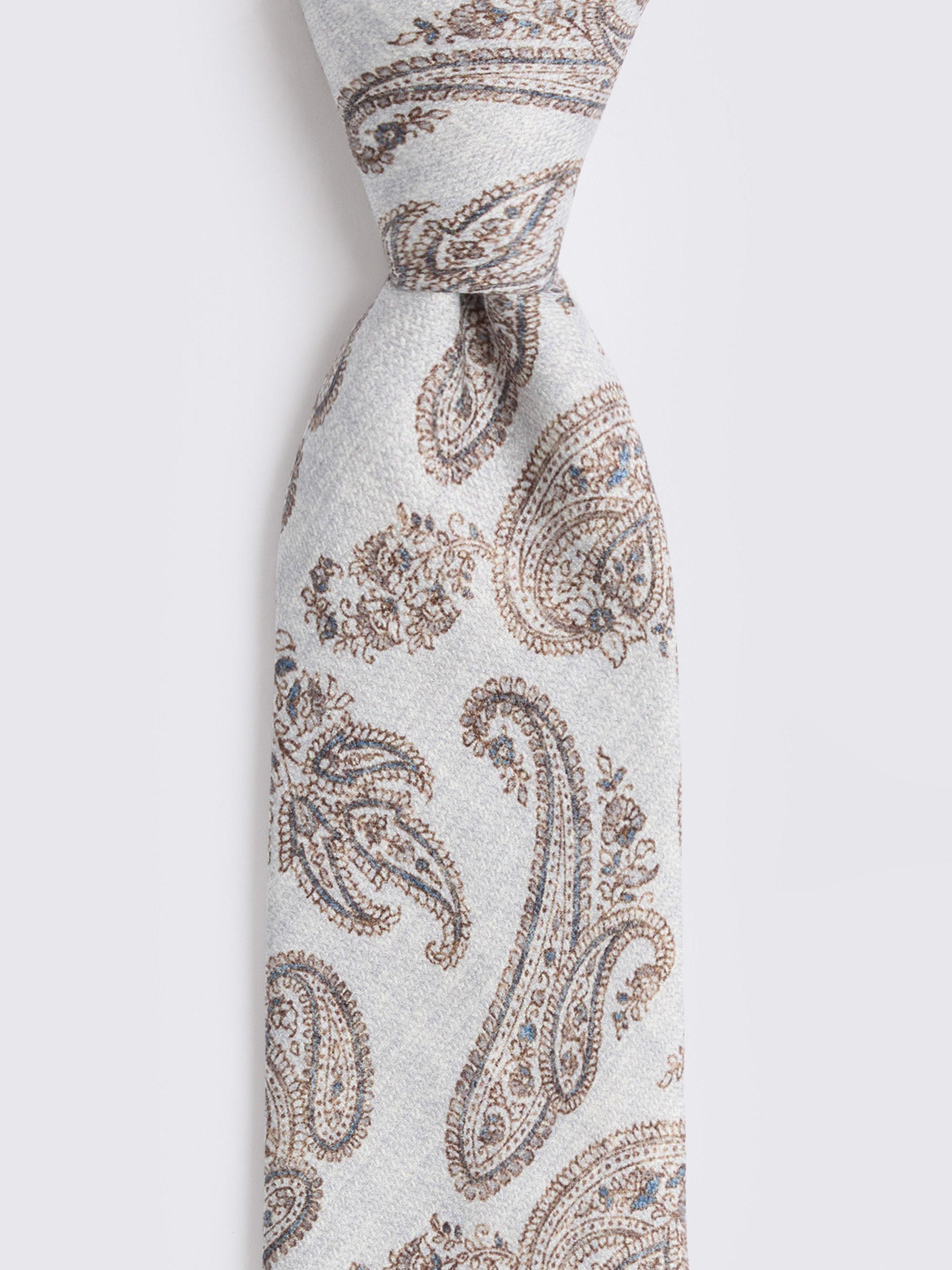 Product image 2 of 2, which shows Moss Silk Paisley Tie, Light Blue