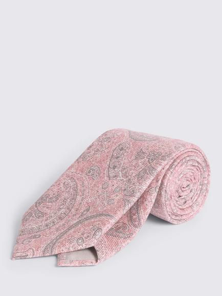 Moss Italian Silk Paisley Tie, Pink