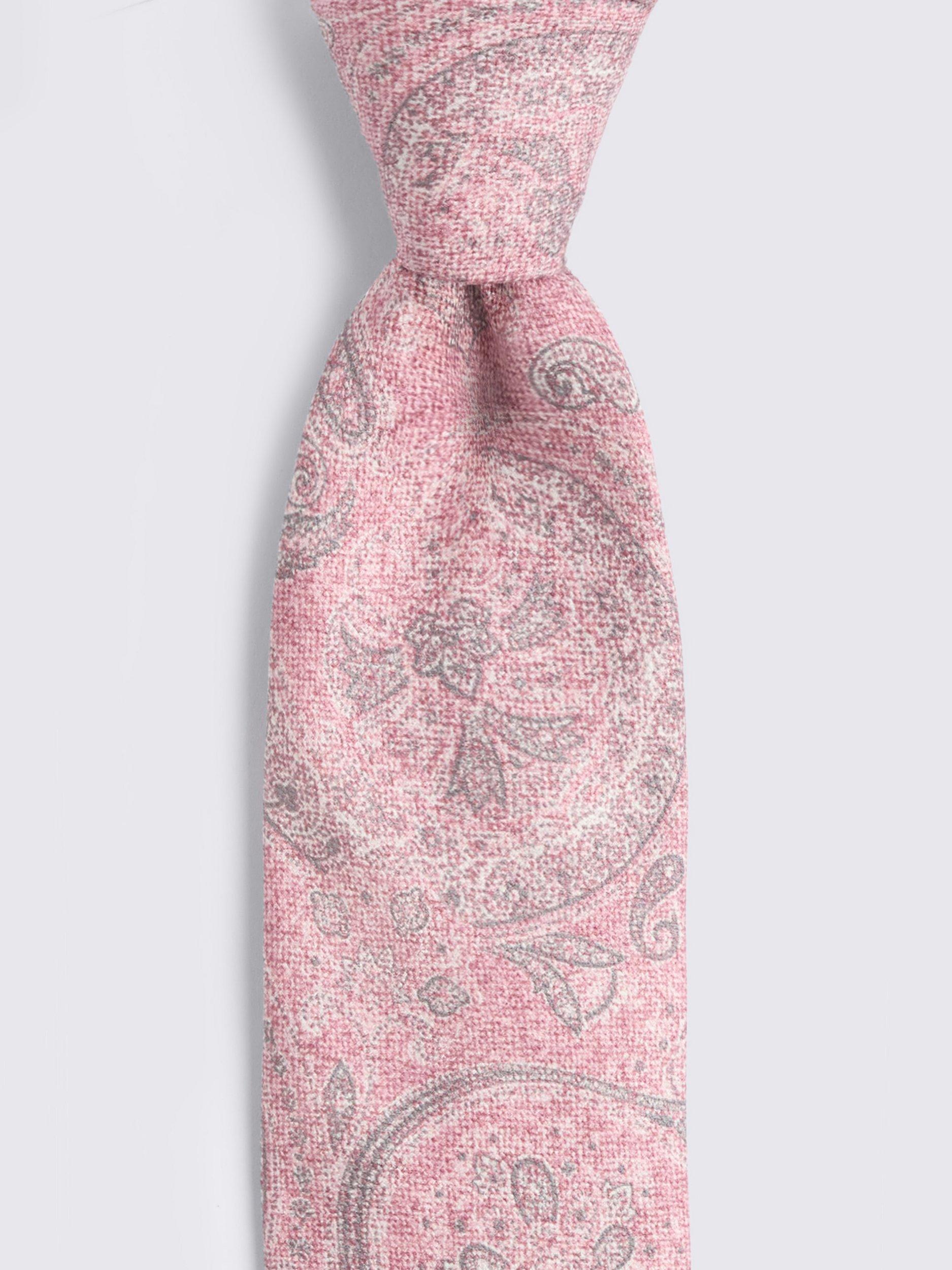 Product image 2 of 2, which shows Moss Silk Paisley Tie, Pink