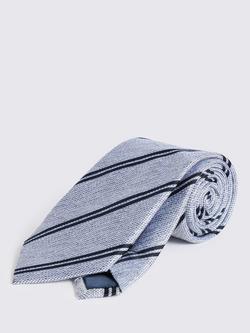 Moss Silk Striped Tie, Light Blue/Navy, Light Blue/Navy