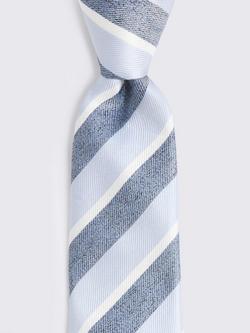 Moss Silk Striped Tie, Blue/White - view 2, Blue/White